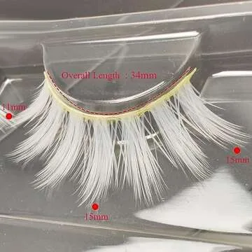 Jozlynn White Eyelashes Halloween False White Eye Lashes Extension Tools Anime Cosplay Natural Looking Masquerade Party Eyelashes(1 Pair,White)