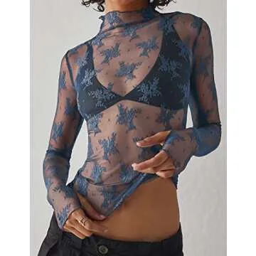 Ugerlov Women's Mesh Lace Top for Elegant Style