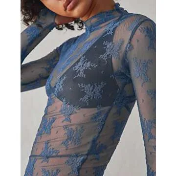 Ugerlov Women's Mesh Lace Top for Elegant Style