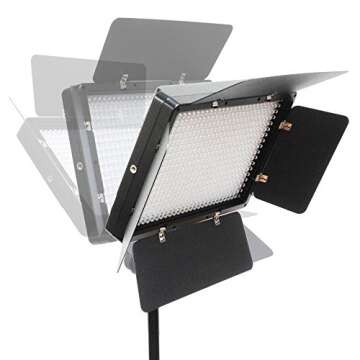LimoStudio 2 Sets of LED Barn Door Light Panel with Light Stand Tripod, Dimmable Color Temperature Control by Color Filter Gel, Continuous Light Kit, AC Power Cord, AGG1684V3