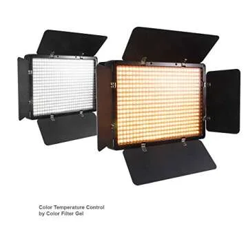 LimoStudio 2 Sets of LED Barn Door Light Panel with Light Stand Tripod, Dimmable Color Temperature Control by Color Filter Gel, Continuous Light Kit, AC Power Cord, AGG1684V3
