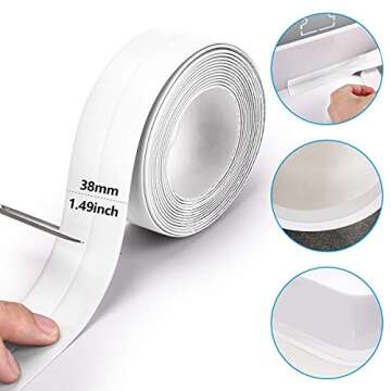 Bath & Kitchen Caulk Tape Sealant Strip, PVC Self Adhesive Tub and Wall Sealing Tape Caulk Sealer,Ca...