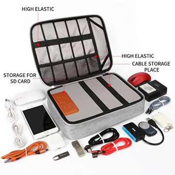HOLIMET Waterproof Cable Organiser Bag for Travel and Home