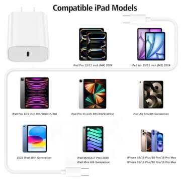 USB C Fast Charger for iPad with 6FT Cable