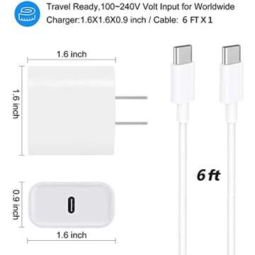 USB C Fast Charger for iPad with 6FT Cable