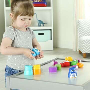 Learning Resources Snap-n-Learn Rainbow Color and Shape Recognition, Letter Owls, Alphabet Toy, 10 P...