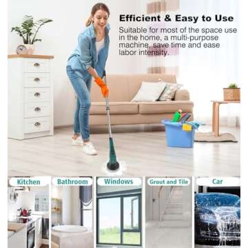 MGLSDeet Electric Spin Scrubber, Rechargeable Portable Electric Bathroom Cleaning Brush, 7 Replaceab...