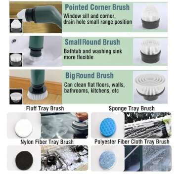 MGLSDeet Electric Spin Scrubber, Rechargeable Portable Electric Bathroom Cleaning Brush, 7 Replaceable Cleaning Brush Heads for Kitchen, Tile, Sink, Window, Floor, Tub, Grout