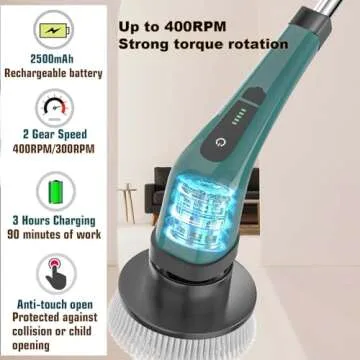 MGLSDeet Electric Spin Scrubber, Rechargeable Portable Electric Bathroom Cleaning Brush, 7 Replaceable Cleaning Brush Heads for Kitchen, Tile, Sink, Window, Floor, Tub, Grout