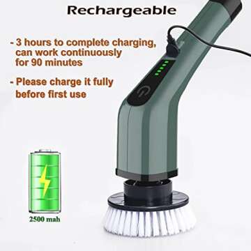 MGLSDeet Electric Spin Scrubber, Rechargeable Portable Electric Bathroom Cleaning Brush, 7 Replaceable Cleaning Brush Heads for Kitchen, Tile, Sink, Window, Floor, Tub, Grout