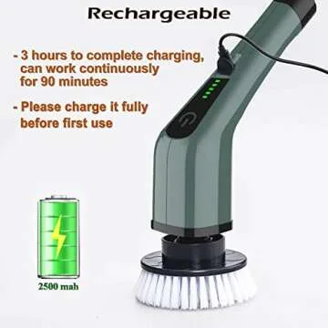 MGLSDeet Electric Spin Scrubber, Rechargeable Portable Electric Bathroom Cleaning Brush, 7 Replaceable Cleaning Brush Heads for Kitchen, Tile, Sink, Window, Floor, Tub, Grout