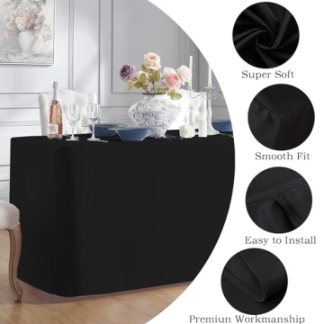 Hstbgdlk Black 6FT Tablecloth - Water Resistant & Fitted