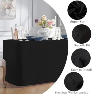 Hstbgdlk Black 6FT Tablecloth - Water Resistant & Fitted