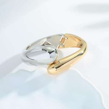 ENSKEFEN Two-tone Chunky Cuff Bracelet for Women