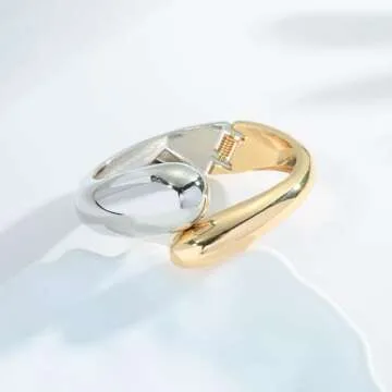 ENSKEFEN Two-tone Chunky Cuff Bracelet for Women