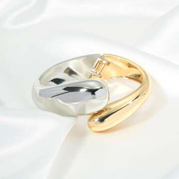 ENSKEFEN Two-tone Chunky Cuff Bracelet for Women