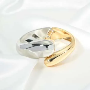 ENSKEFEN Two-tone Chunky Cuff Bracelet for Women