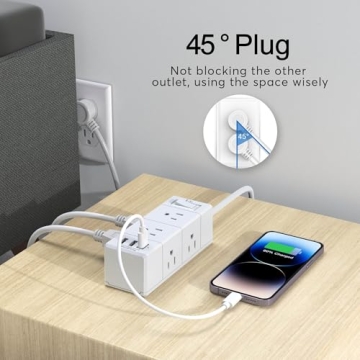 5Ft Surge Protector Power Strip with 6 Outlets and USB