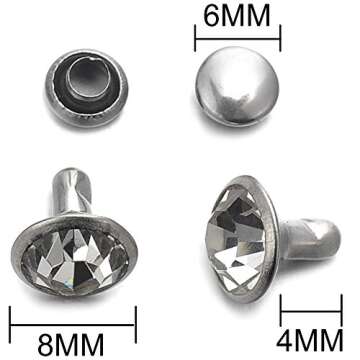 100 Sets 8MM Mixed Colors Cz Crystal Rivets Rhinestone Rivets Studs Rapid Rivets Silver Color Spots ...