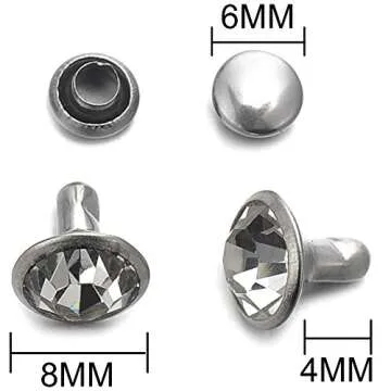 100 Sets 8MM Mixed Colors Cz Crystal Rivets Rhinestone Rivets Studs Rapid Rivets Silver Color Spots ...