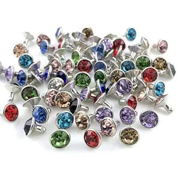 100 Sets 8MM Mixed Colors Cz Crystal Rivets Rhinestone Rivets Studs Rapid Rivets Silver Color Spots Studs for Leather Craft DIY Making