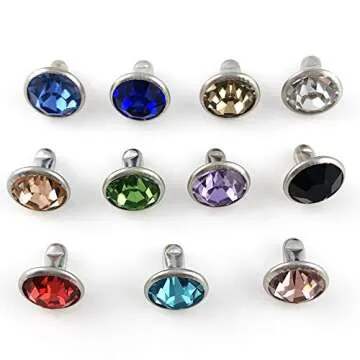 100 Sets 8MM Mixed Colors Cz Crystal Rivets Rhinestone Rivets Studs Rapid Rivets Silver Color Spots Studs for Leather Craft DIY Making