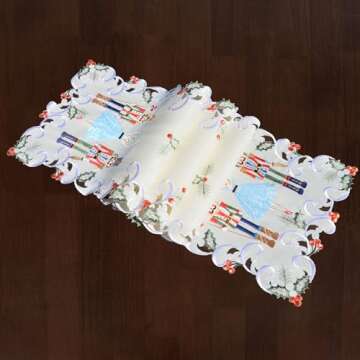 Grelucgo Embroidered Nutcrackers Xmas Merry Christmas Table Runner (14x69 inches)