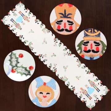 Grelucgo Embroidered Nutcrackers Xmas Merry Christmas Table Runner (14x69 inches)