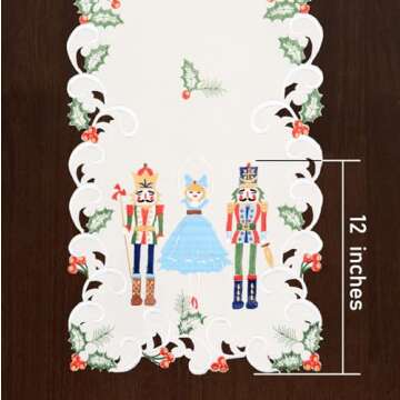 Grelucgo Embroidered Nutcrackers Xmas Merry Christmas Table Runner (14x69 inches)