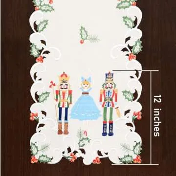 Grelucgo Embroidered Nutcrackers Xmas Merry Christmas Table Runner (14x69 inches)