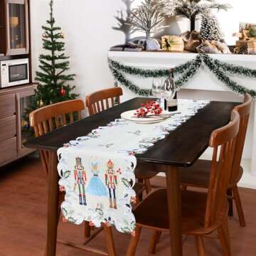 Grelucgo Embroidered Nutcrackers Xmas Merry Christmas Table Runner (14x69 inches)