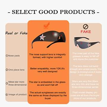 Rimless Y2K Sunglasses for Women Men,Trendy Shield Wrap Around Sunglasses Oversized Fashion Black Fr...