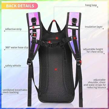 Hydration Backpack - Stylish 2L Water Pack for Festivals and Hiking