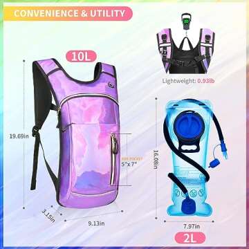 Stylish Hydration Backpack with 2L Bladder for Festivals
