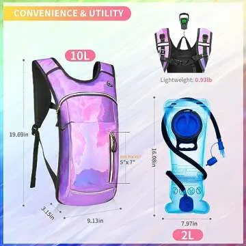 Stylish Hydration Backpack with 2L Bladder for Festivals