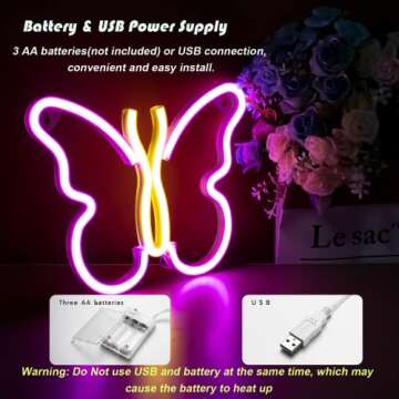 Butterfly Neon Light for Bedroom Decor and Gifts
