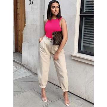 Versatile REORIA Women’s Sexy Sleeveless Bodysuit Tank Top