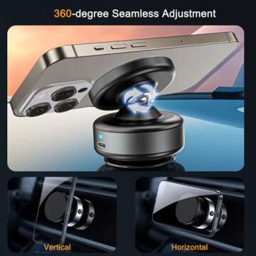 Jkoailiwi 360-Degree Electric Vacuum Phone Mount for Cars