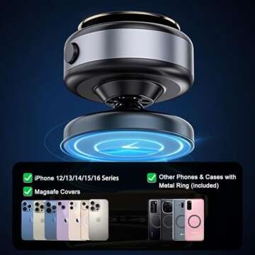 Jkoailiwi 360-Degree Electric Vacuum Phone Mount for Cars