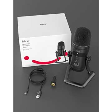 FIFINE USB Studio Recording Microphone Computer Podcast Mic for PC, PS4, Mac with Mute Button & Monitor Headphone Jack, Four Pickup Patterns for Vocals YouTube Streaming Gaming ASMR Zoom-Class (K690)