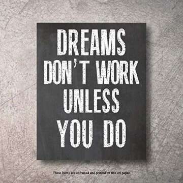 Inspirational Wall Art Poster Prints Quote Positive Affirmation Motivational Wall Art Quotes Pictures fun Office Wall Decor Artwork Art for living room bedroom walls office art (Black, 6,8x10)