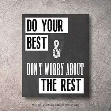 Inspirational Wall Art Poster Prints Quote Positive Affirmation Motivational Wall Art Quotes Pictures fun Office Wall Decor Artwork Art for living room bedroom walls office art (Black, 6,8x10)