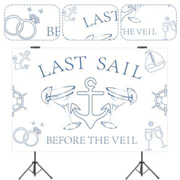 Jollyboom Last Sail Before The Veil Bachelorette Party Decorations, Last Sail Before The Veil Backdrop Banner Nautical Bachelorette Bridal Shower Engagement Party Supplies Photo Background