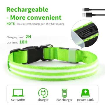 PcEoTllar LED Dog Collar - Rechargeable & Waterproof