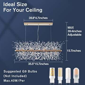 CM MZY 12-Light Crystal Firework Chandelier, Modern Dining Room Lighting Fixtures Hanging, Gold Metal Firework Ceiling Light Fixture for Dining Room Living Room