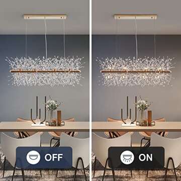 CM MZY 12-Light Crystal Firework Chandelier, Modern Dining Room Lighting Fixtures Hanging, Gold Metal Firework Ceiling Light Fixture for Dining Room Living Room