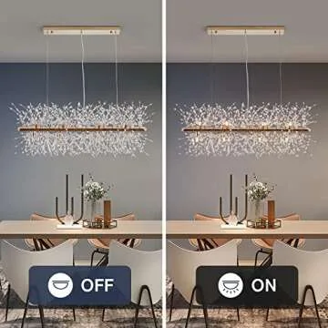 CM MZY 12-Light Crystal Firework Chandelier, Modern Dining Room Lighting Fixtures Hanging, Gold Metal Firework Ceiling Light Fixture for Dining Room Living Room