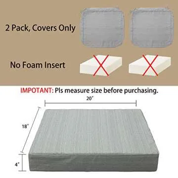 Magpie Fabrics Indoor Outdoor Cushion Cover Replacement 2 Pack, NO Insert! Water Repellent Slipcover with Ties Christmas Decor for Patio Garden Chair Seat Sofa Bench Wicker(Grey Linen, 20x18x4 Inch)