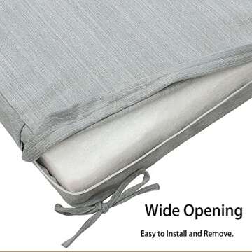 Magpie Fabrics Indoor Outdoor Cushion Cover Replacement 2 Pack, NO Insert! Water Repellent Slipcover with Ties Christmas Decor for Patio Garden Chair Seat Sofa Bench Wicker(Grey Linen, 20x18x4 Inch)