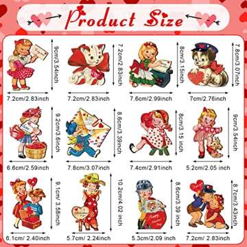 Karenhi Wooden Valentine Hanging Ornament - 24 Pcs Vintage Ornaments for Tree, Red - Valentine's Day Decorations, Cute Style